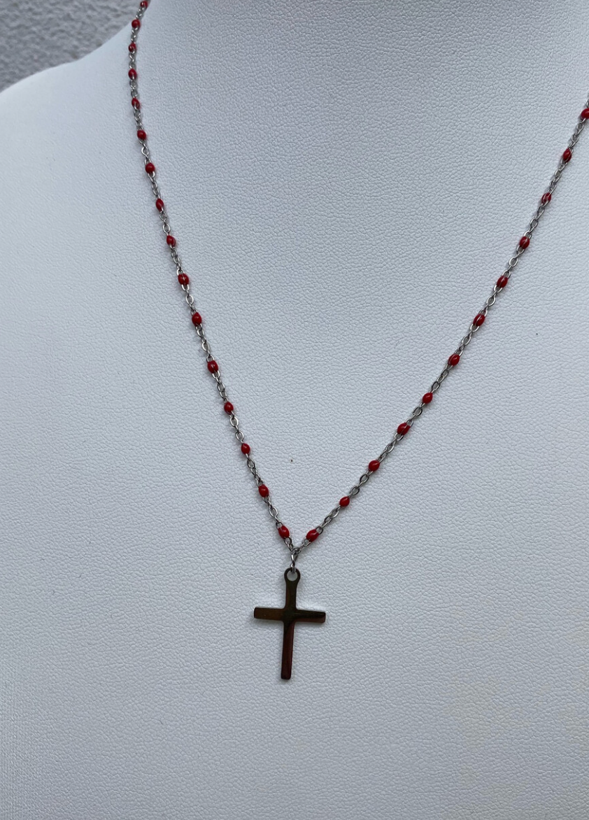 Collier croix argenté