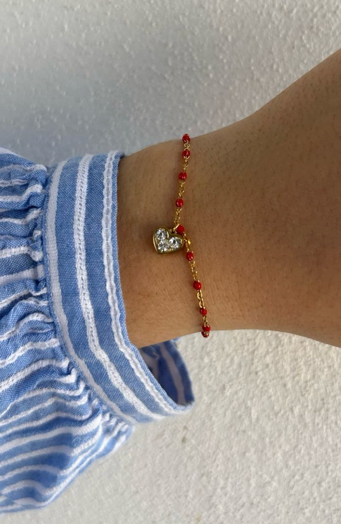 Bracelet coeur rouge