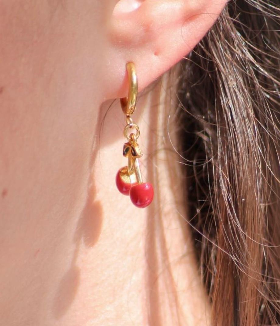 Boucles d'oreilles cerise